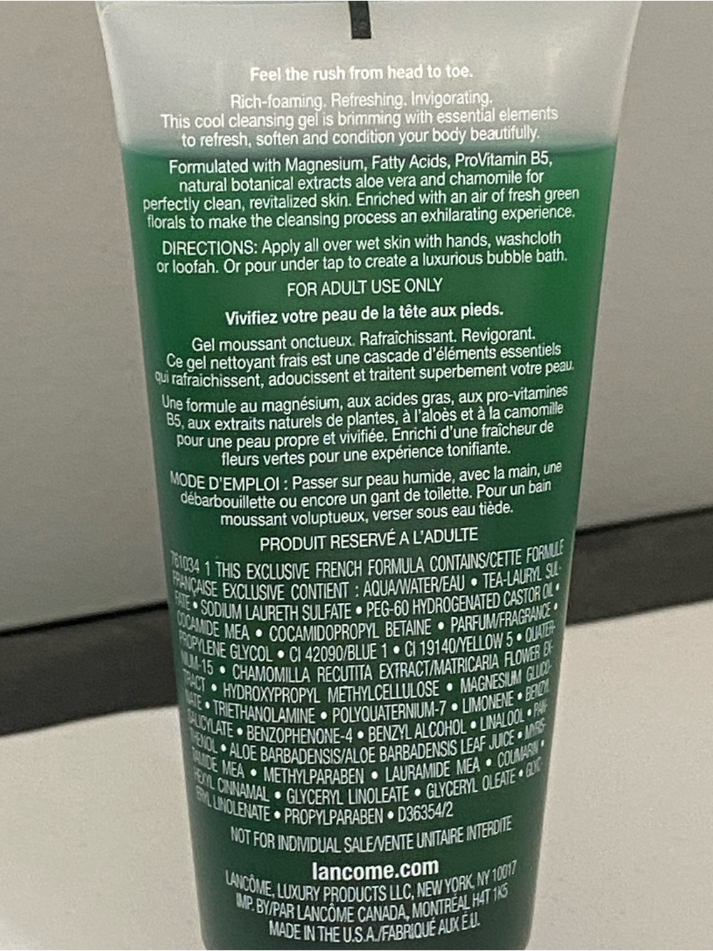 Lancôme Savon Fraîchelle Invigorating Body Cleansing Gel - Green - Picture 3 of 4